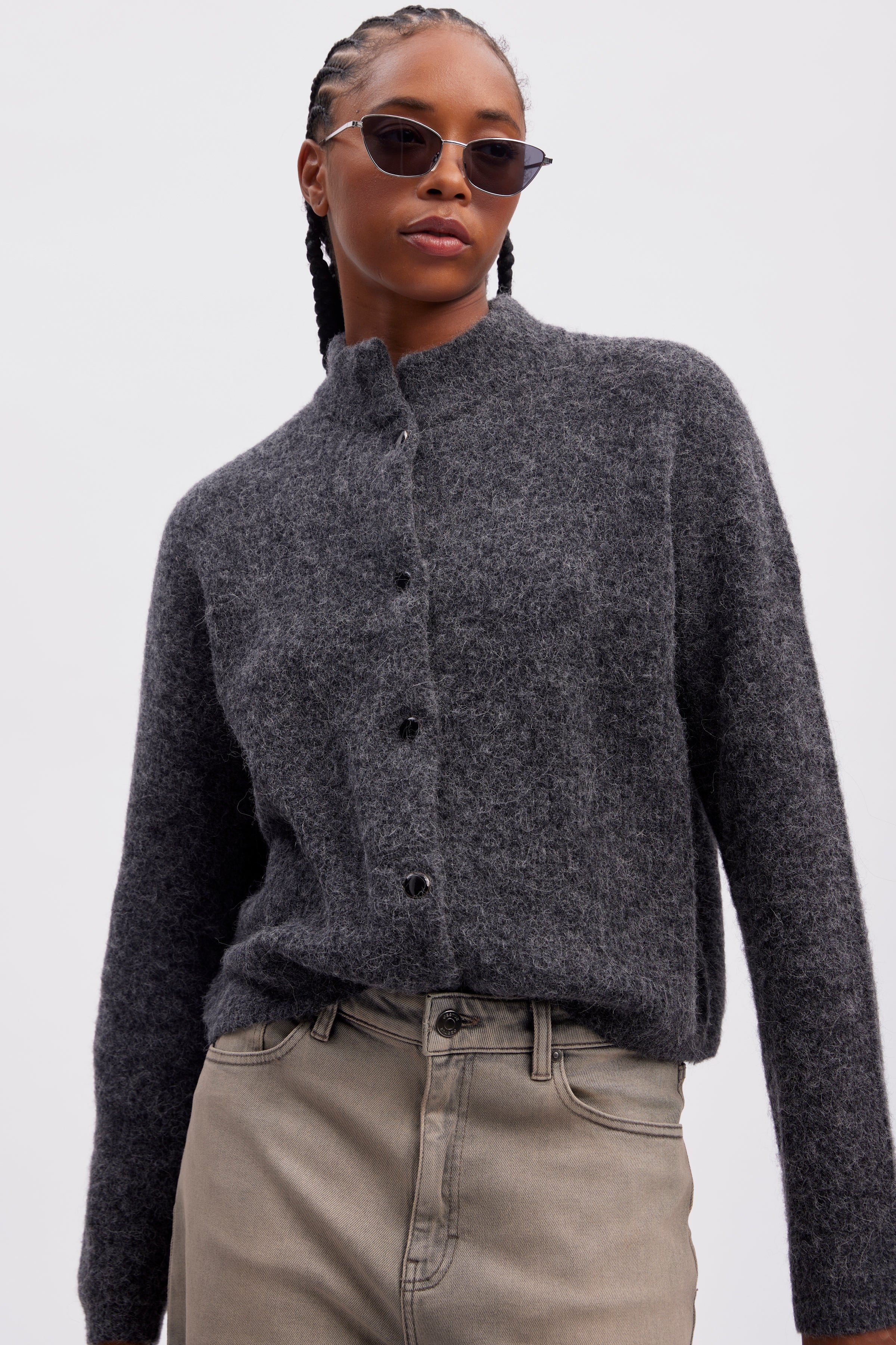 AlphaGZ uldcardigan - Charcoal Melange